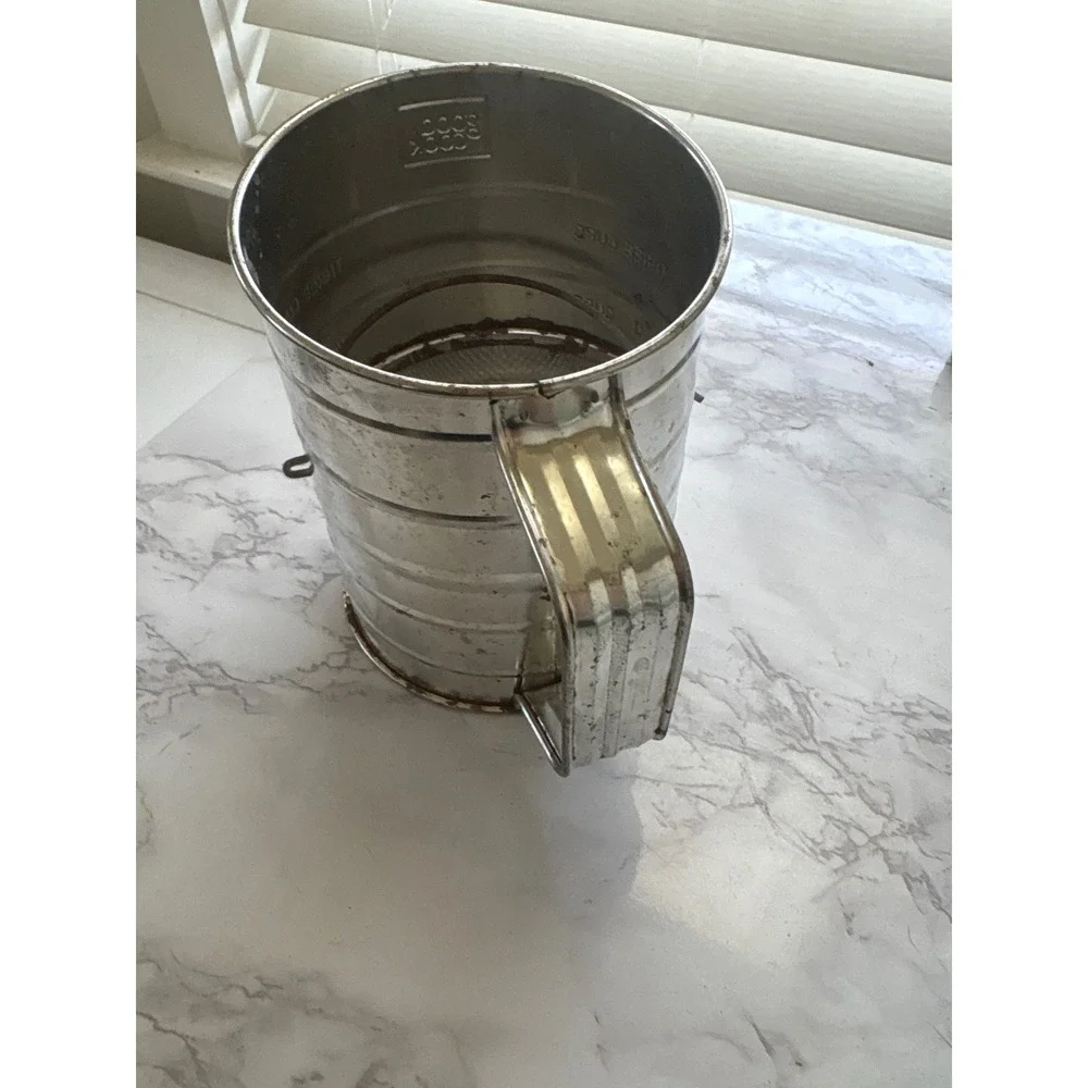 Vintage Good Cook 3 Cup Flour Sifter Stainless Steel Wood Handle Hand Crank